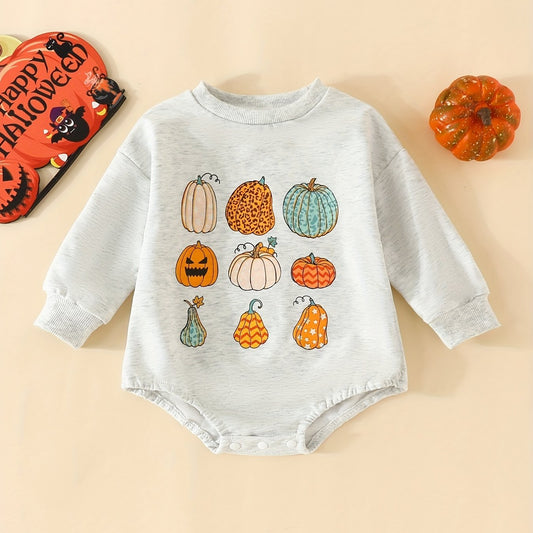 Baby Pumpkin Print Romper Jumpsuit for 0-2 Years Old