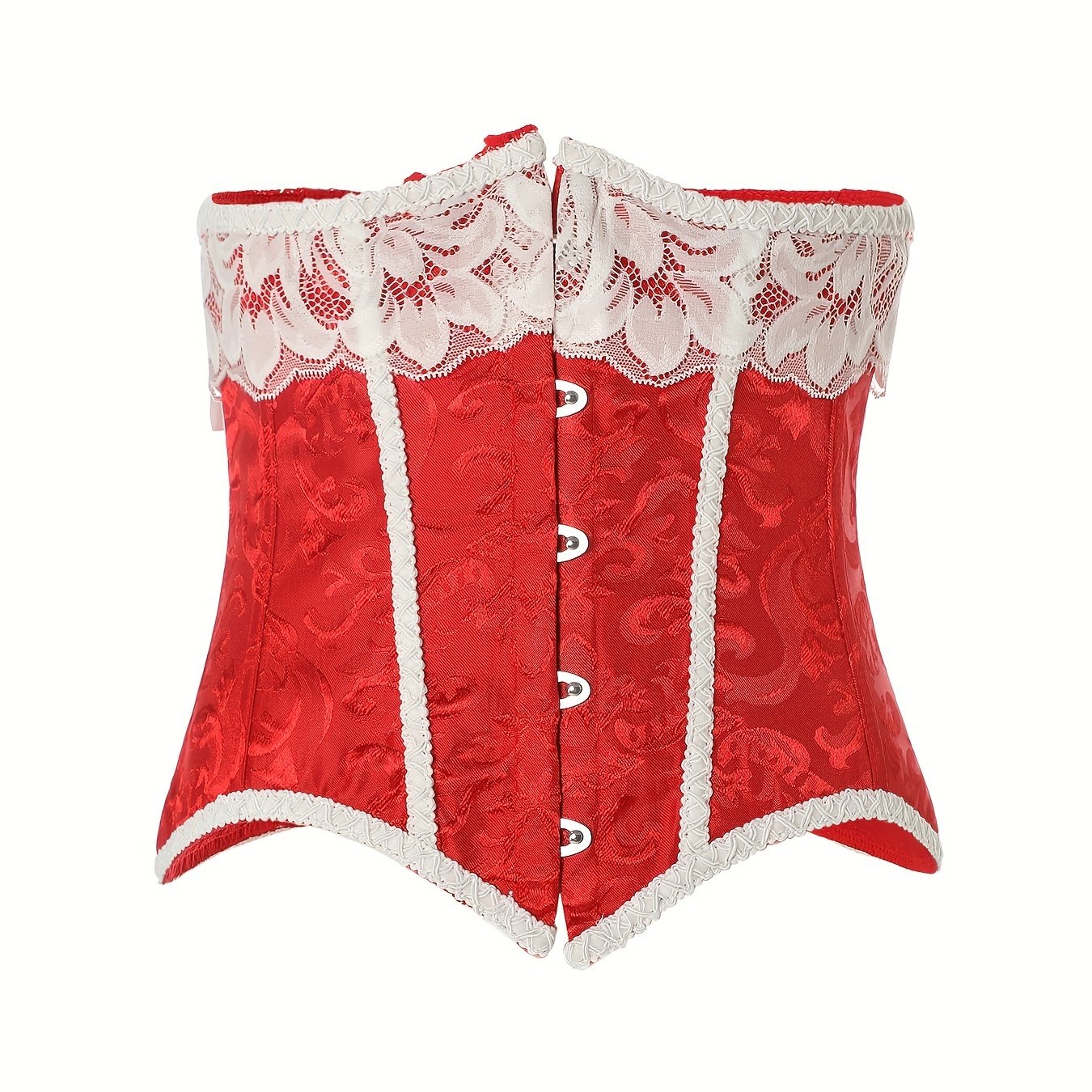 Jacquard Strapless Corset Bustier Lace Up Body Shaper