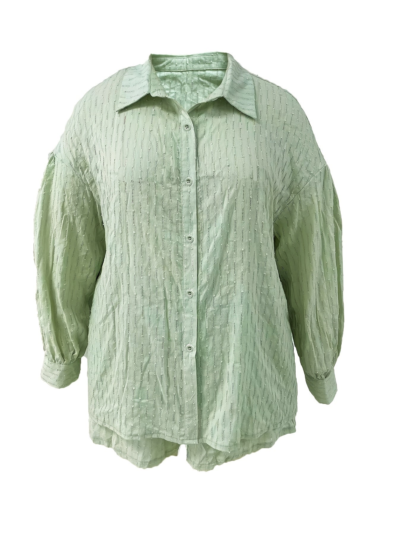 Ribbed Lantern Sleeve Shirt & Shorts Set