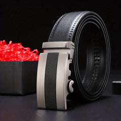 Calfskin Leather Auto Buckle Belts Business Pants Belt Men