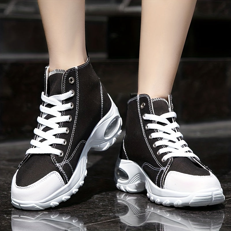 Women's High Top Canvas Sneakers with Air Cushion Sole
