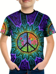 Boy's Peace Symbol Graphic T shirt Casual Tee for Summer Outdoor