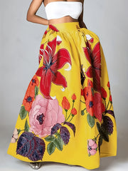 Women's Plus Floral Print Maxi A-line Dress