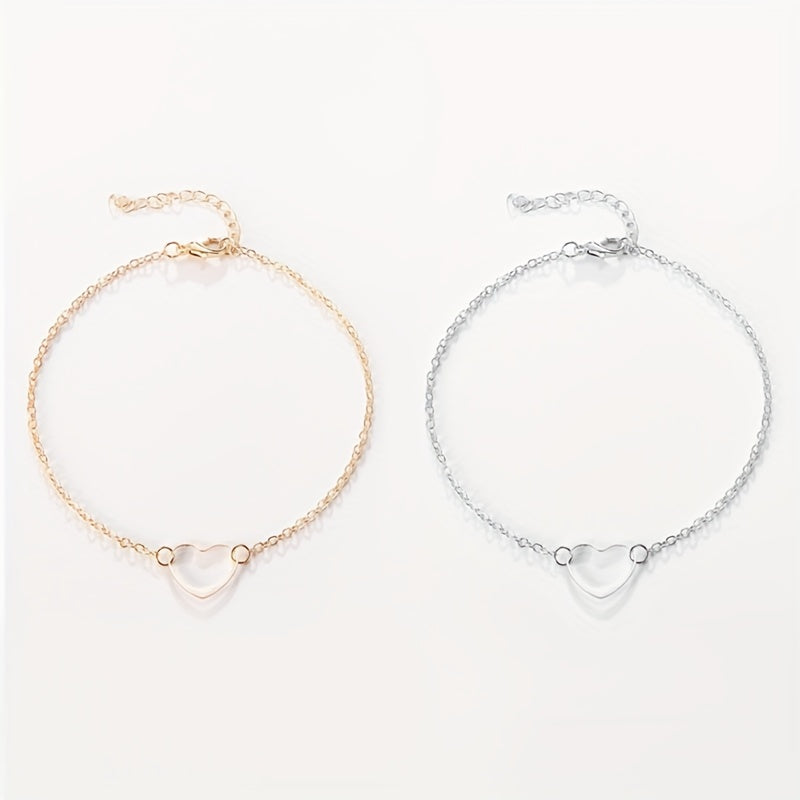 Heart Decor Chain Bracelet for Girls Daily Wear