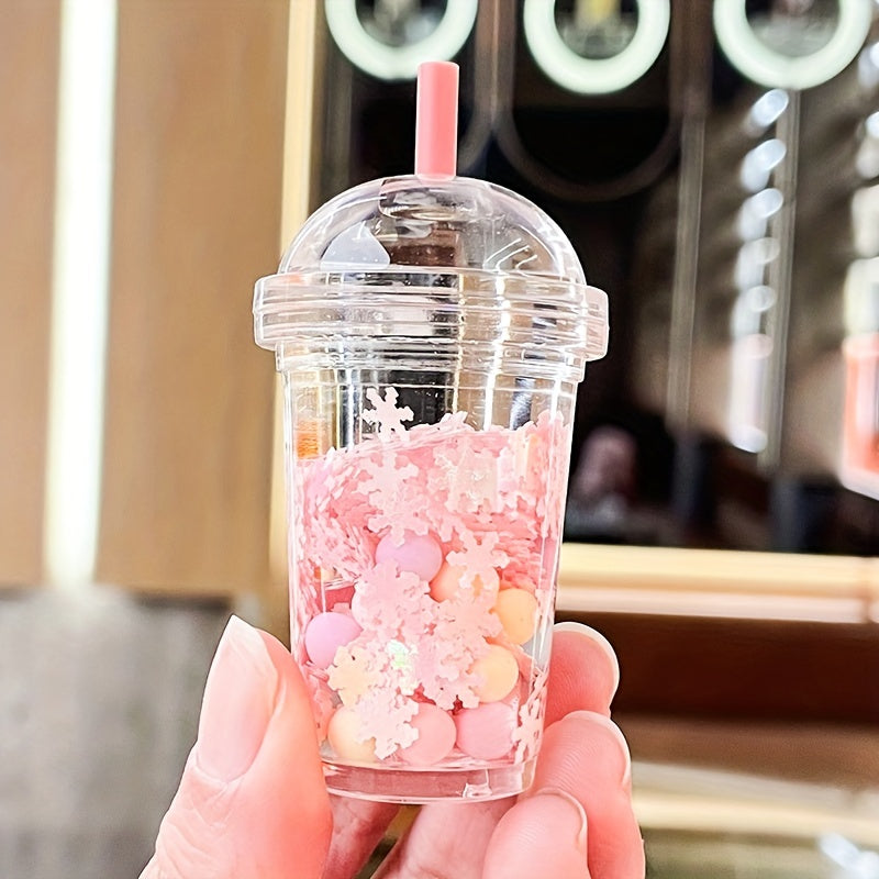 Acrylic Milk Tea Cup Keychain Sand Flow Bag Decoration Keychain