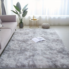 Long Plush Carpet Tie dye Light Gray for Bedroom Bedside Use
