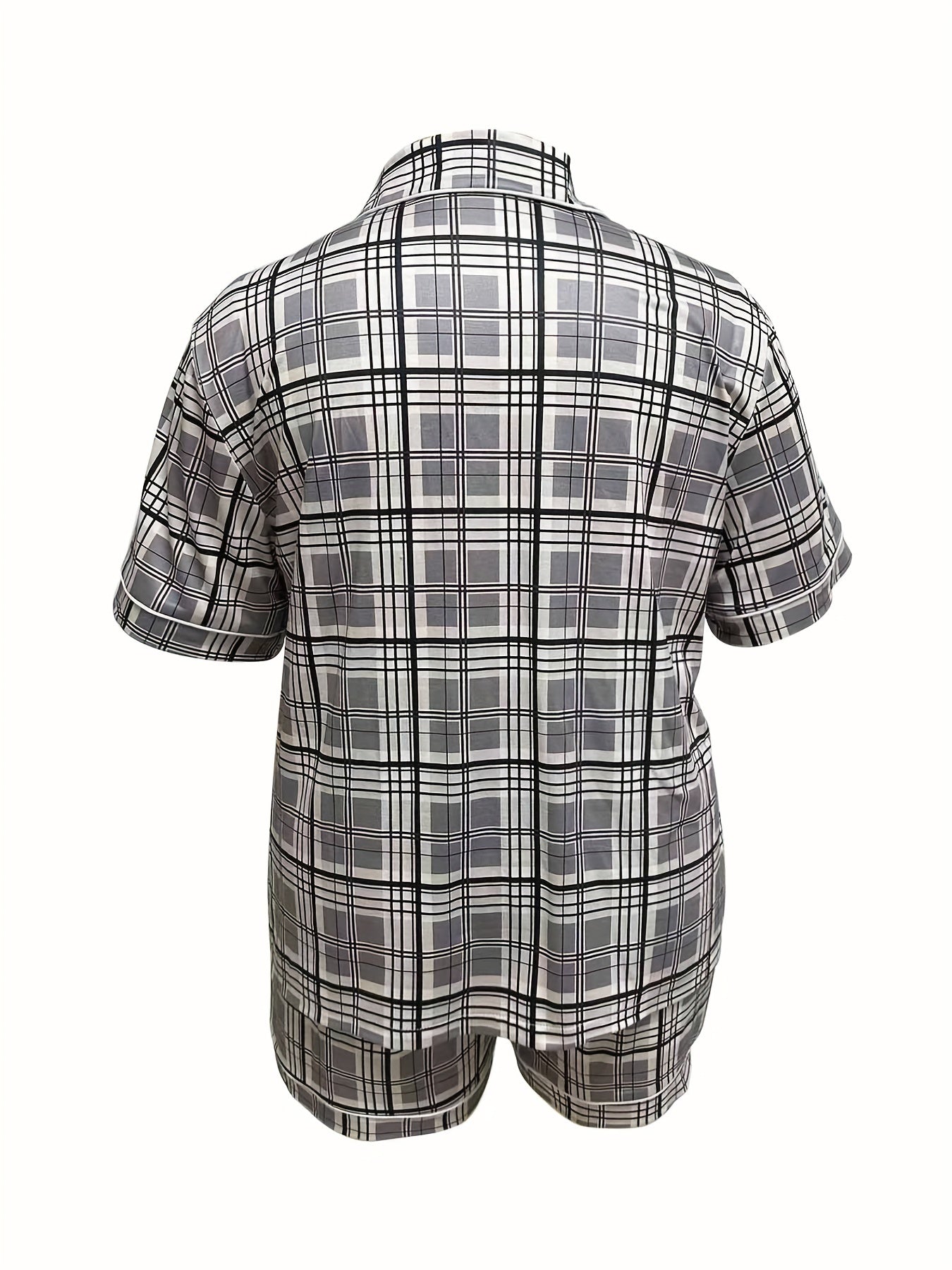 Plaid Print Shirt & Shorts Pajama Set