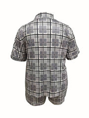 Plaid Print Shirt & Shorts Pajama Set
