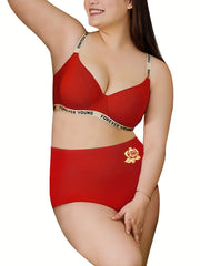 3-Pack Women's Plus Size Graphic Elastic Tummy Control Panties Set