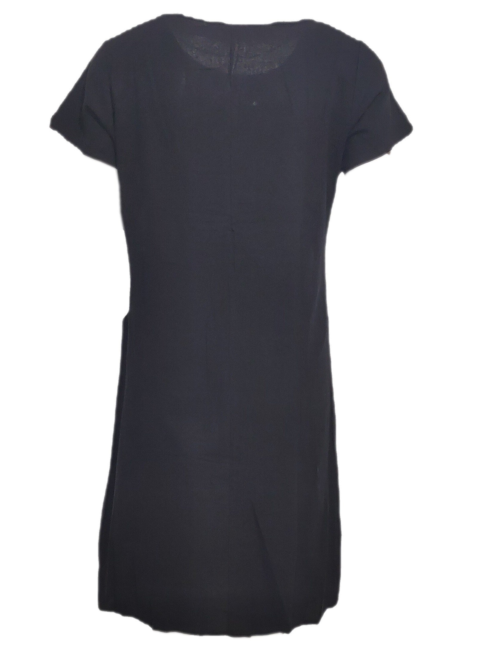 Round Neck Pocket Dress Casual Solid Short Sleeve Knee Length Dresses Women
