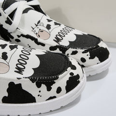 Women's Cow Print Low Top Canvas Shoes Lightweight & Breathable