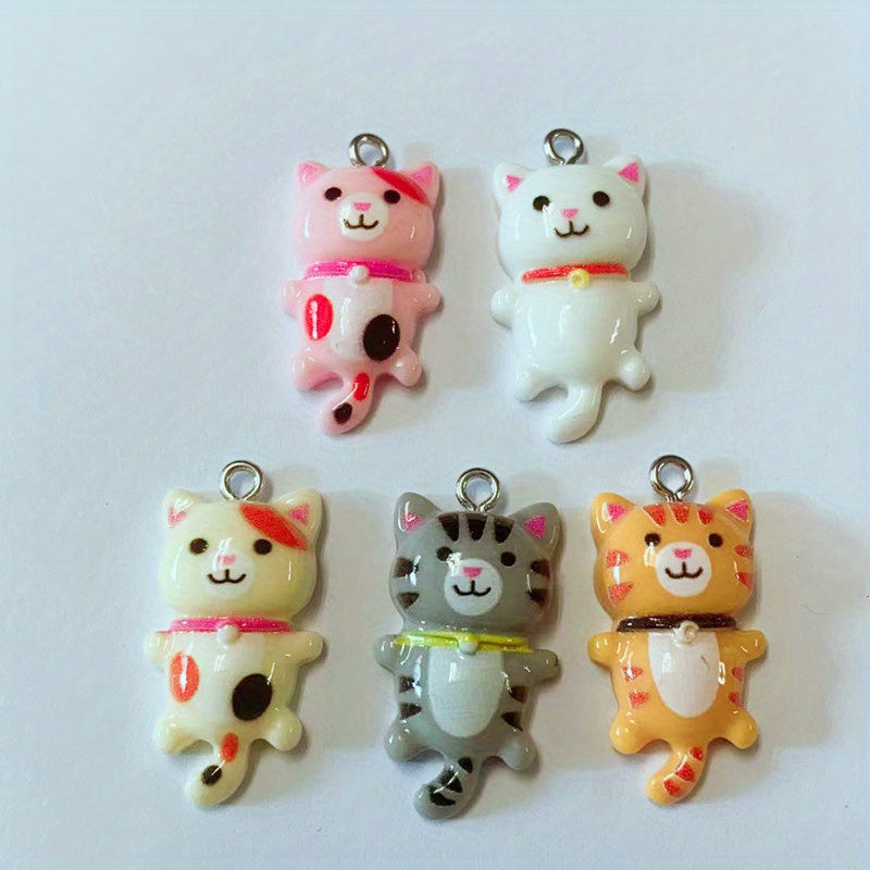 10Pcs 3D Small Cat Charm Pendant Resin Accessories Earrings Keychain Bracelet