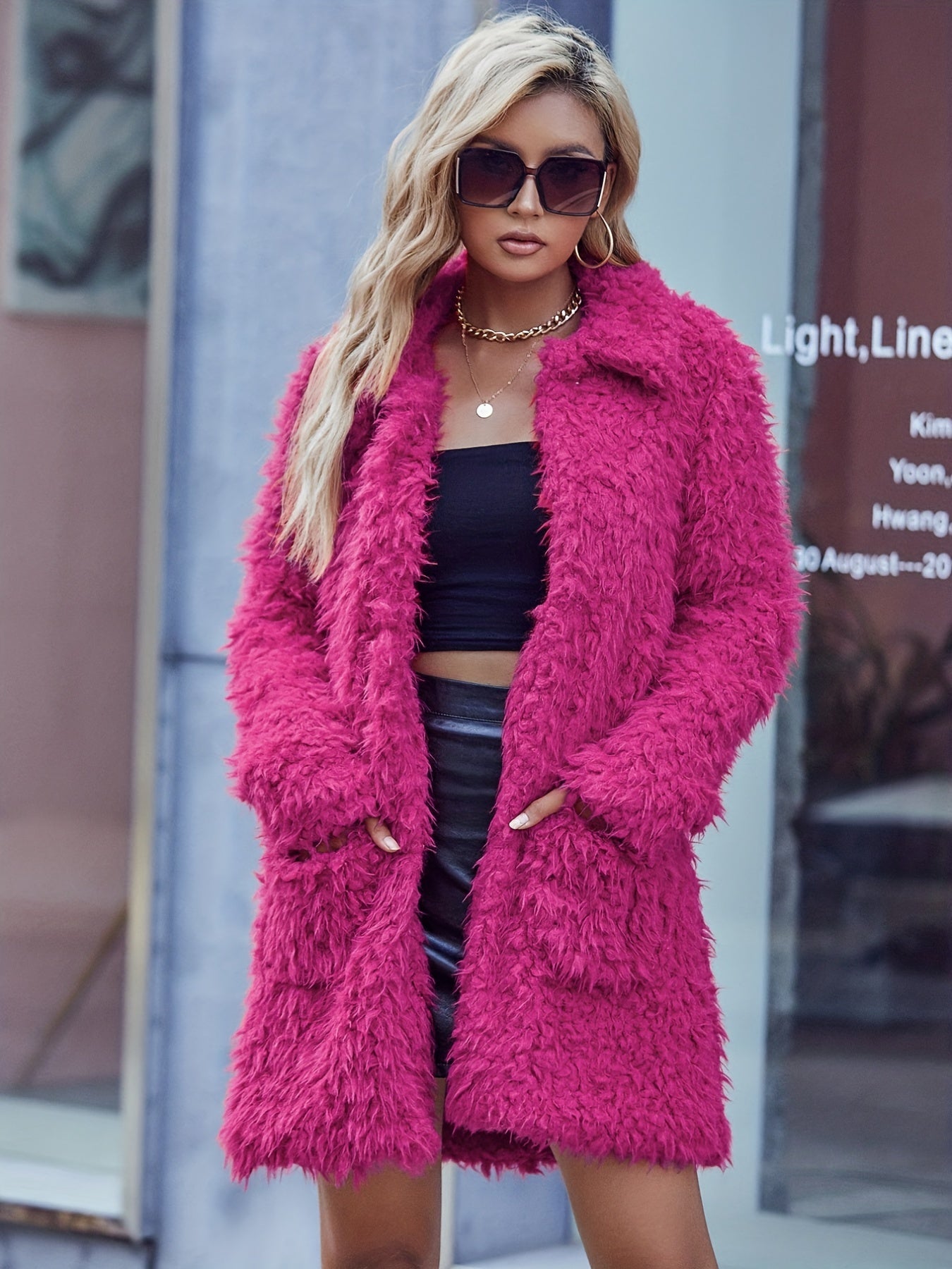 Plush Jacket with Patched Pockets for Winter