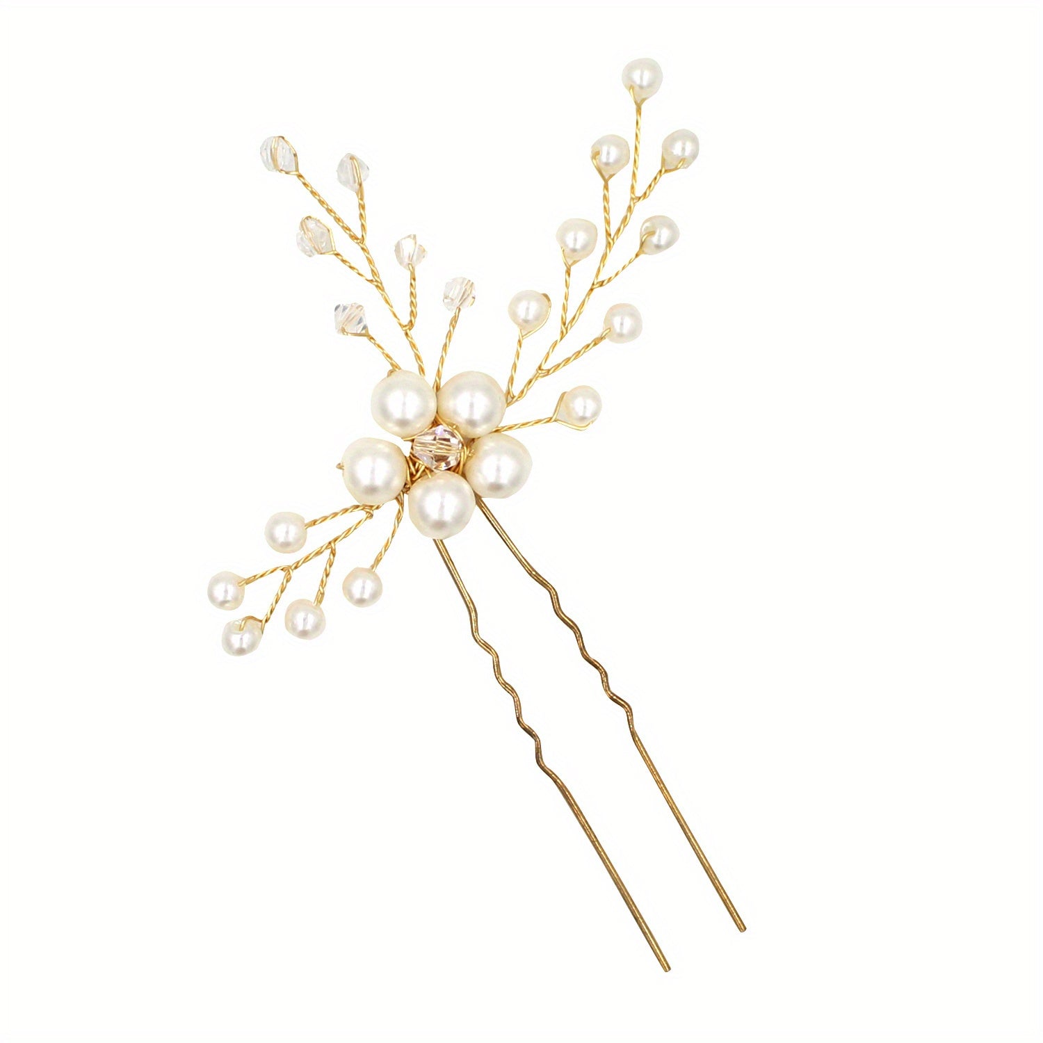 Faux Pearl Alloy Hairpin U shaped Hair Pin Head Jewelry Bridal Hair Accessories