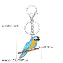 Colorful Parrot Keychain Lovely Animal Bird Metal Pendant for Keys Small Gift