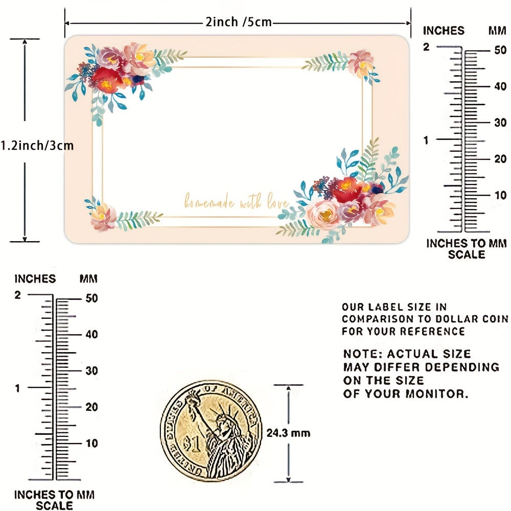 250pcs Flower Seal Stickers Handwritten Blank Label Self adhesive