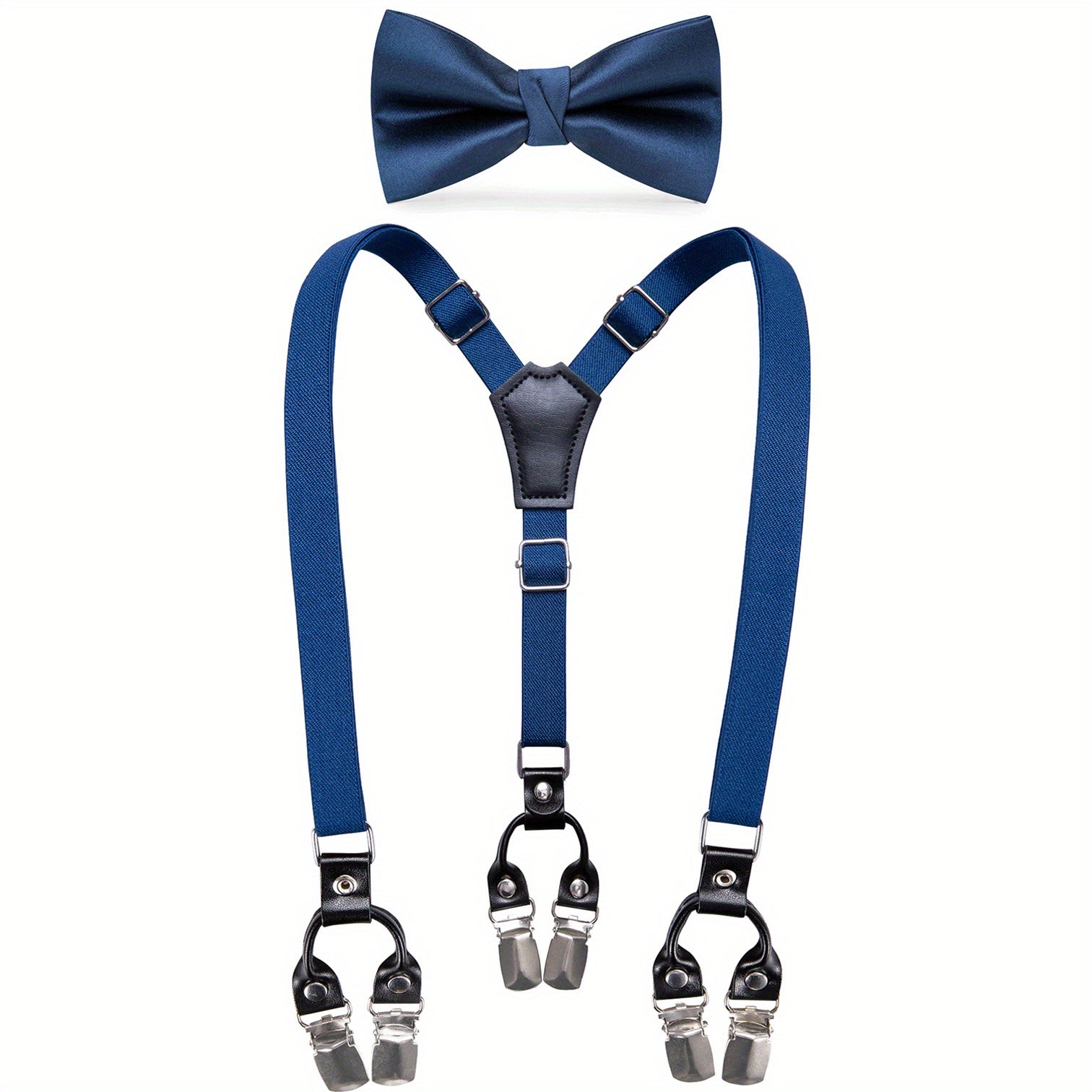 Kids Suspenders Bow Tie Set Y Back Adjustable with 3 Clips
