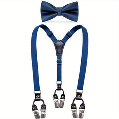 Kids Suspenders Bow Tie Set Y Back Adjustable with 3 Clips