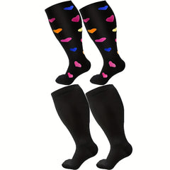4 Pairs Plus Size Compression Socks Wide Calf for Men & Women