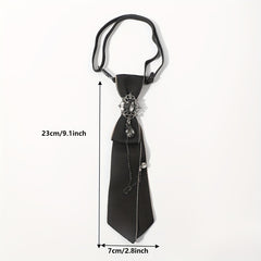 Adjustable Rhinestone Chain Decor Necktie Pre Tied Tie Wedding Collage Bow Tie