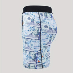 Men's Dollar & Diamond Print Boxer Stretch Swim Trunks Shorts