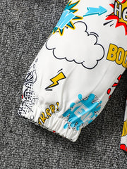 Boys Comics Letter Hoodie & Sweatpants Set