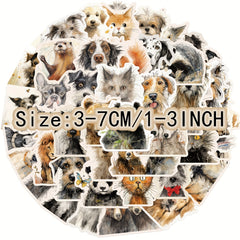 50pcs Cartoon Animals Graffiti Stickers Waterproof DIY Handbook Stickers