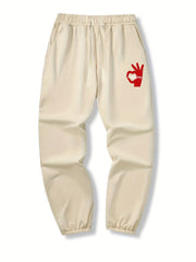 OK Gesture Print Drawstring Sweatpants Men's Casual Joggers