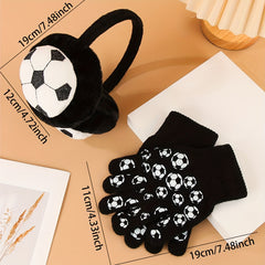 Winter Sports Acrylic Earmuffs & Gloves Set Hand Wash Stretch Fit Ear Warmers