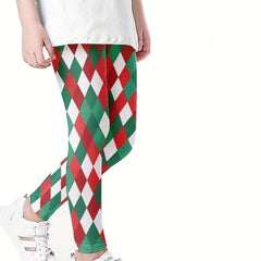 Girls' Cartoon Print Outwear Leggings, High Elasticity Sports Pants