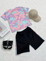 Boys Camouflage Outfit Round Neck T shirt & Shorts Kids Summer Clothes Sets