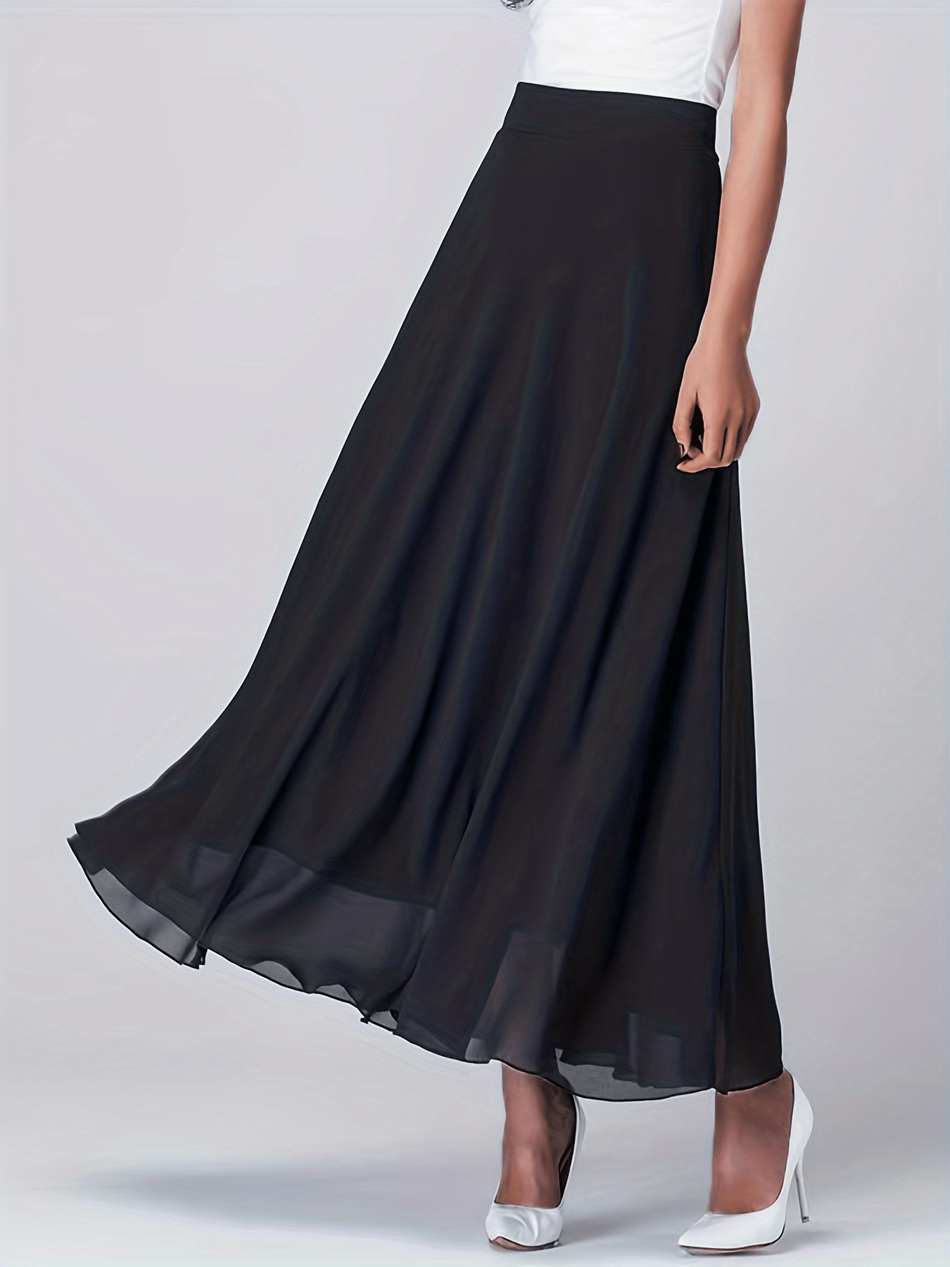 Chiffon Overlay Skirt High Waist for Women