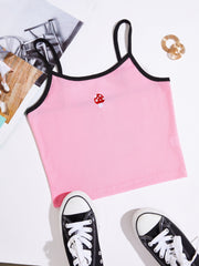 Mushroom Pattern Cami Crop Top Sexy Slim Casual Top For Summer