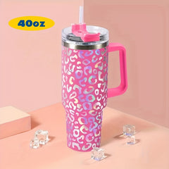 40oz 1200ml Insulated Water Cup Rainbow Leopard Stainless Steel Bottle