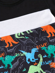 Toddler Boys Letter Dinosaur Print Tee Track Shorts Set