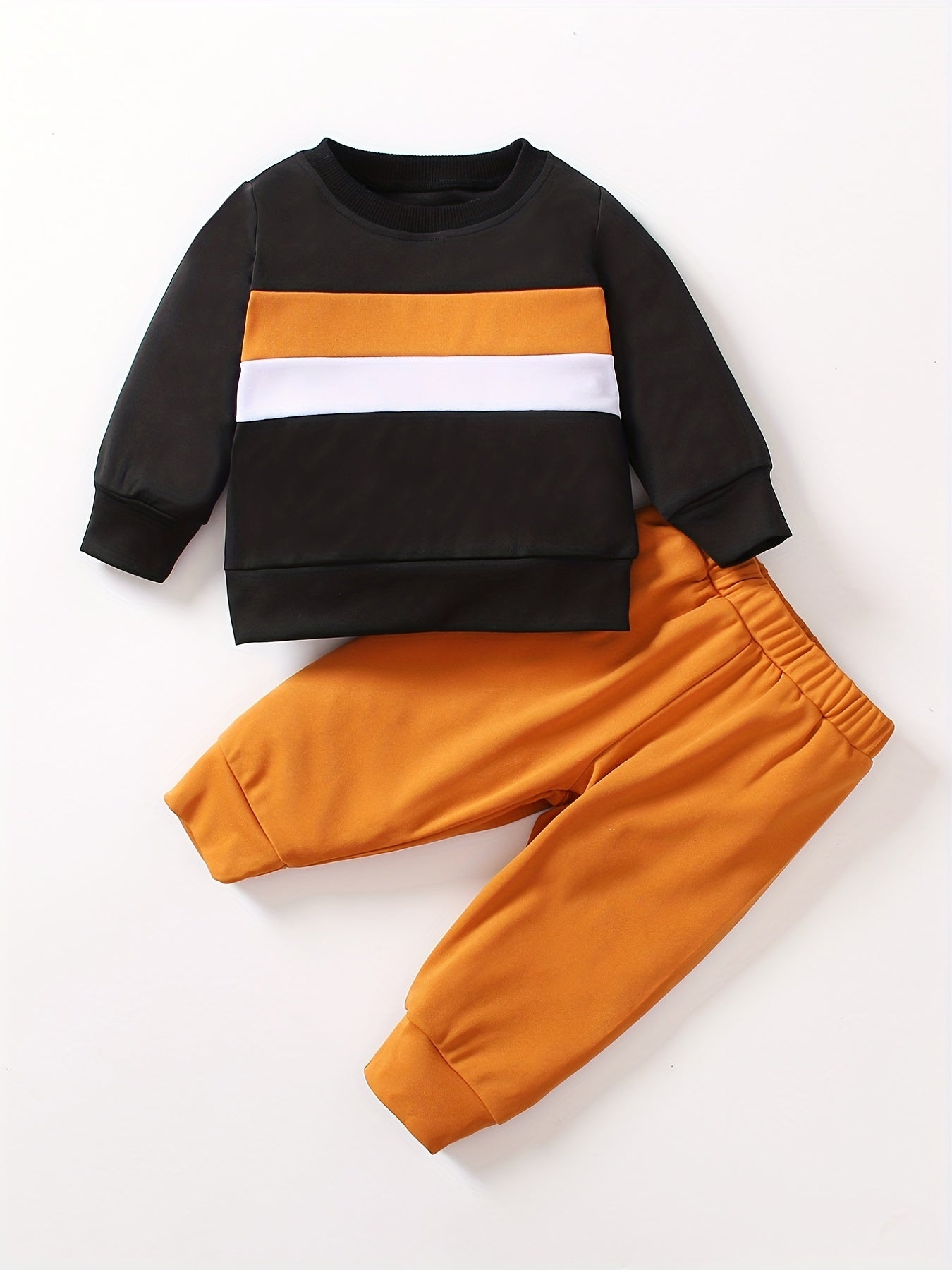 Toddler Boys Sweatshirt Top & Sweatpants 2pcs Outfit for 0-2 Years