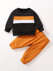 Toddler Boys Sweatshirt Top & Sweatpants 2pcs Outfit for 0-2 Years