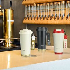 WATERSY 500ml Travel Mug Insulated Coffee Cup Leakproof Lids Straw Vacuum