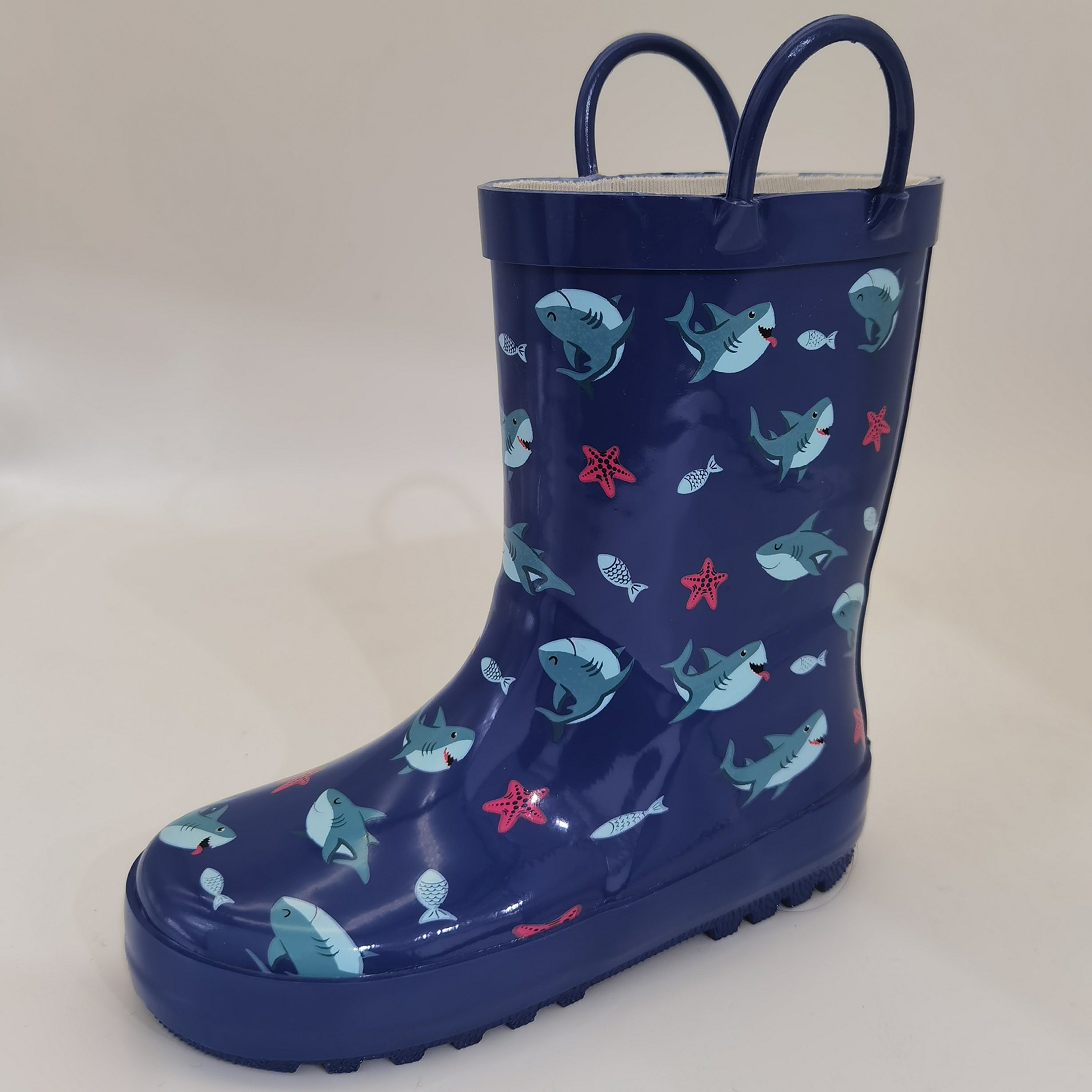 Boys' Cartoon Shark Slip-On Rain Boots Waterproof Non-Slip Outdoor Travel
