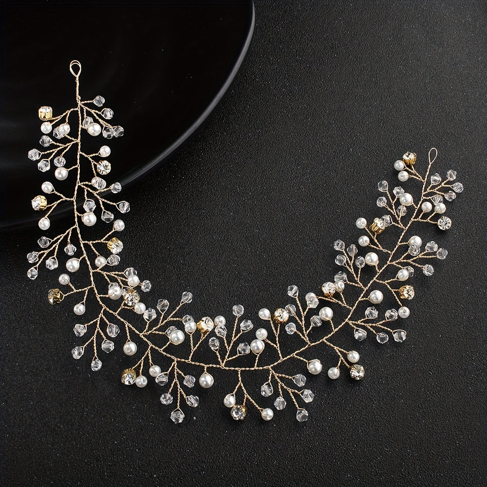 Crystal Rhinestone Beads Headpiece Hairband Bridal Jewelry