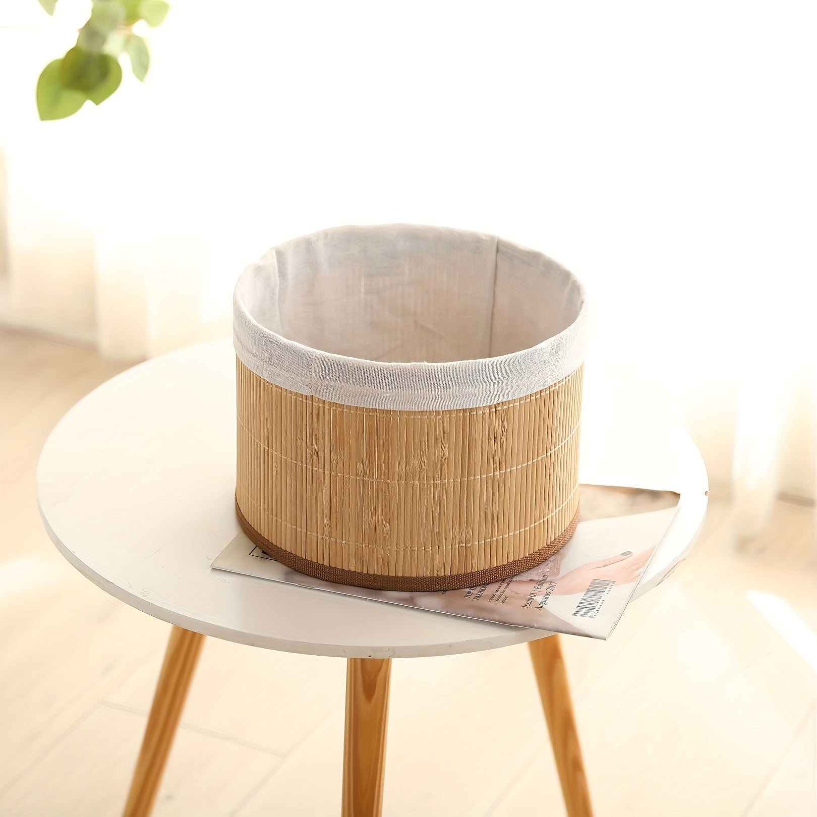 3pcs Bamboo Woven Round Storage Basket Green Flow