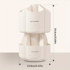 Double Deck Rotatable Pen Container Storage for Office Worker