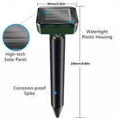 2pcs Solar Powered Rat Repellent Outdoor Ultrasonic Animal Repellent