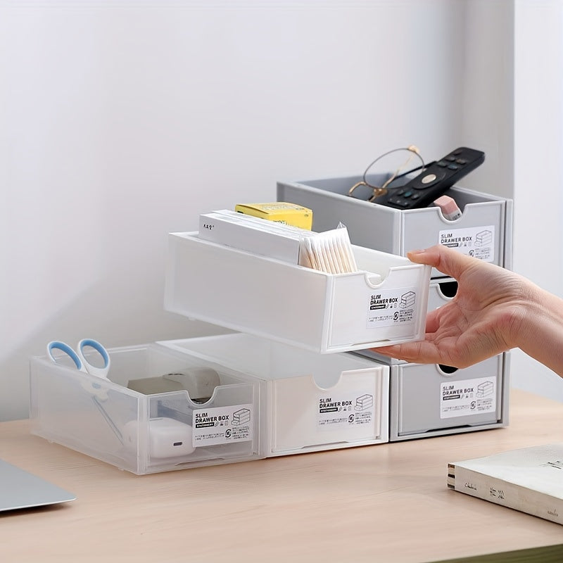 Desktop Storage Box Stackable Drawers Organizer Plastic Makeup Holder