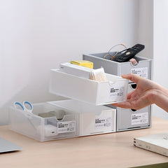 Desktop Storage Box Stackable Drawers Organizer Plastic Makeup Holder