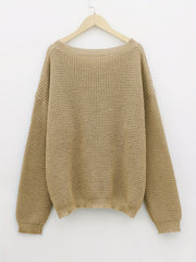 Casual Sweater Women's Plus Solid Long Sleeve Round Neck Knit Pullover