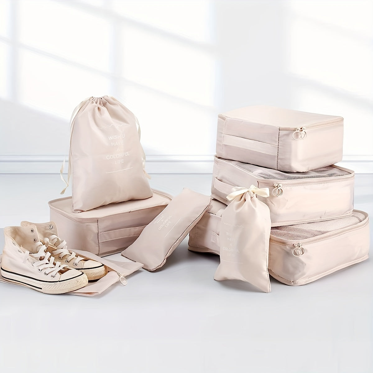 8 Set Packing Cubes For Suitcases Luggage Packing Organizers With Laundry Bag