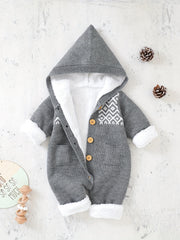 Newborn Knitted Hooded Jumpsuit with Cashmere