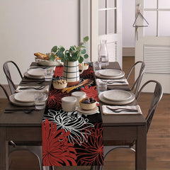 Abstract Floral Fabric Table Runner Red 33x182 cm