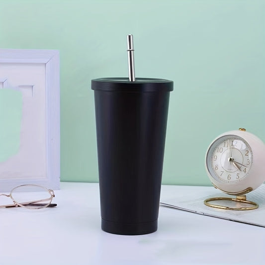 500ml Stainless Steel Straw Water Cup Leakproof Fitness Bottle